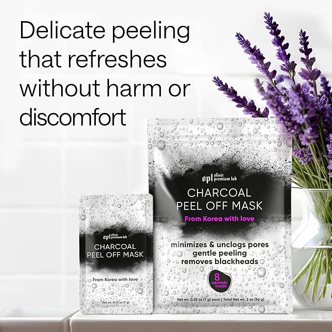 Activated Charcoal Face Masks Skincare 2 pack (16 sachets) - Korean Skin Care Products - Charcoal Face Mask Peel Off Skin Care - Gently Cleansing Charcoal Face Mask for Men & Women Face Care