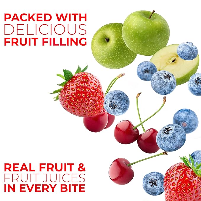 Betty Lou's Fruit Bars Variety Pack, Gluten Free Snacks for Adults and Kids, 4 Flavors of Vegan Breakfast & Cereal Bars, Apple Cinnamon, Blueberry, Strawberry, and Cherry, 12 Pack