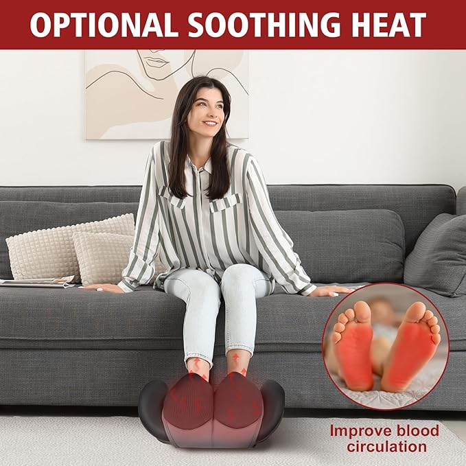 Shiatsu Foot and Calf Massager with Heat, Vibrating Massage Machine for Plantar Fasciitis, Neuropathy, Blood Circulation, Thigh Leg Muscle Tension, Deep Tissue Massager, Fathers Day Dad Gifts