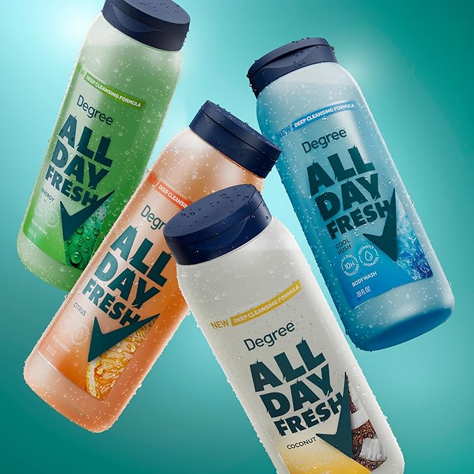 Degree All Day Fresh Body Wash Fresh Coconut Deep Cleansing 20 oz