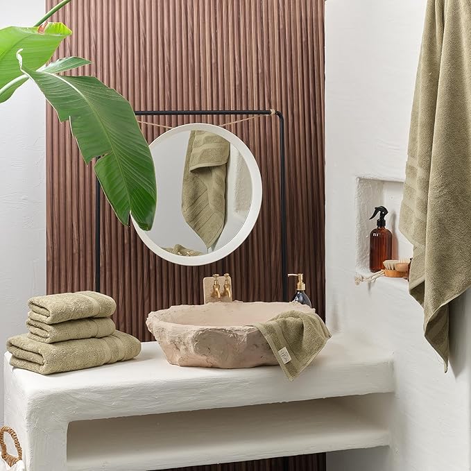 SOFE H&L | Olea Luxury Turkish Cotton Bath Towel Set of 1 : 1 Jumbo Bath Towel Green | Premium, Soft, Durable, Absorbent | XL Bath Towels Oversized