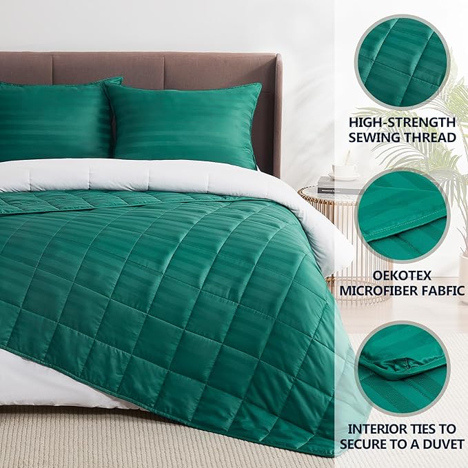 Weighted Blanket Queen/King Size (80"x87" 22lbs),Ultra Soft and Cozy Cooling Weighted Blanket for Adult,Heavy Blanket with Machine Washable Soft Blanket, Green