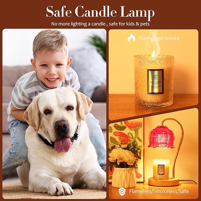 Vintage Flower Candle Warmer Lamp with Timer & Dimmer - Lotus Candle Lamp Warmer - Fits All Jar Scented Candles,Unique Gifts for Mom