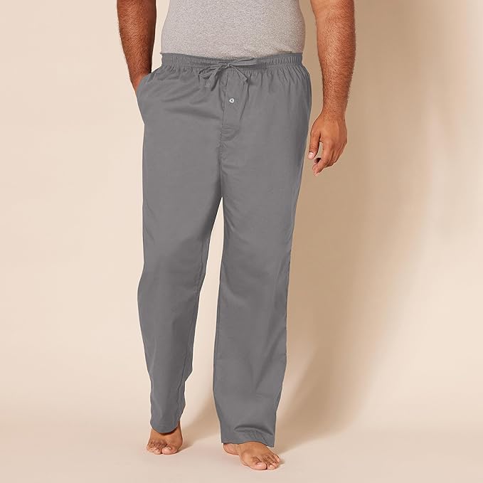 Amazon Essentials Mens Straight-Fit Woven Pajama Pant with Pockets