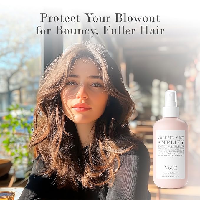 VoCÊ Haircare – Natural Volume Mist | Heat Protection Volumizing Blowout Spray | Non-Toxic, Cruelty-Free, Vegan Haircare for Fine Hair with Panthenol, Acai Berry, and Brazil Nut Oil (8.5 oz | 250ml)