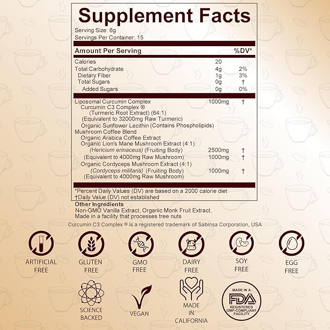 Super Vitality – Anti-Inflammation, Energy, Focus & Stamina | Clinically Studied Superfood Latte Powder | Clean, Effective, Made in California