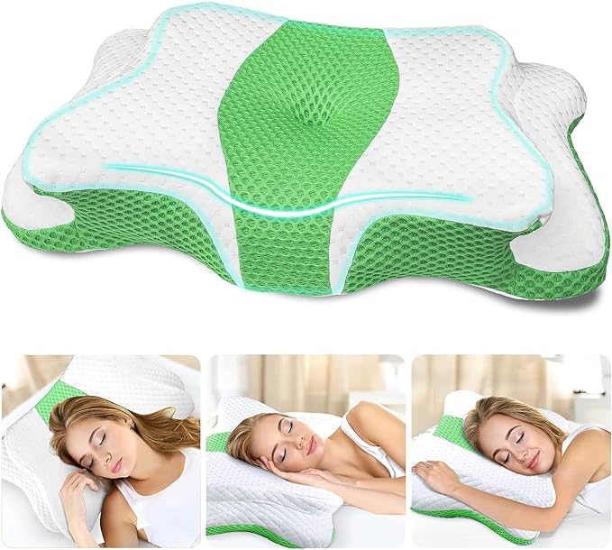 Memory Foam Pillows, Cervical Pillow for Neck and Shoulder Pain Relief, Ergonomic Contour Bed Pillow, Soft for Side Sleep Stomach Sleeping and Back Sleeper