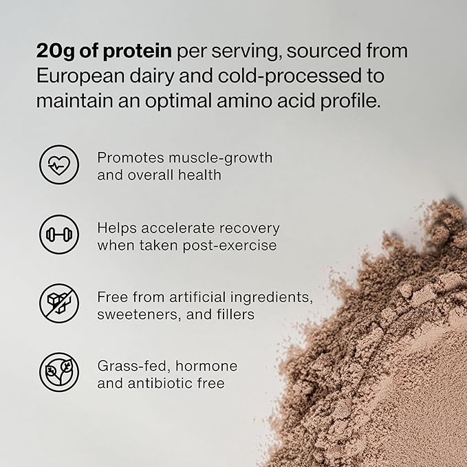 Momentous Essential Grass-Fed Whey Protein Powder - 20g Whey Isolate Protein - NSF Certified, Gluten-Free, 24 Servings for Essential Everyday Use, Chocolate (Package May Vary)