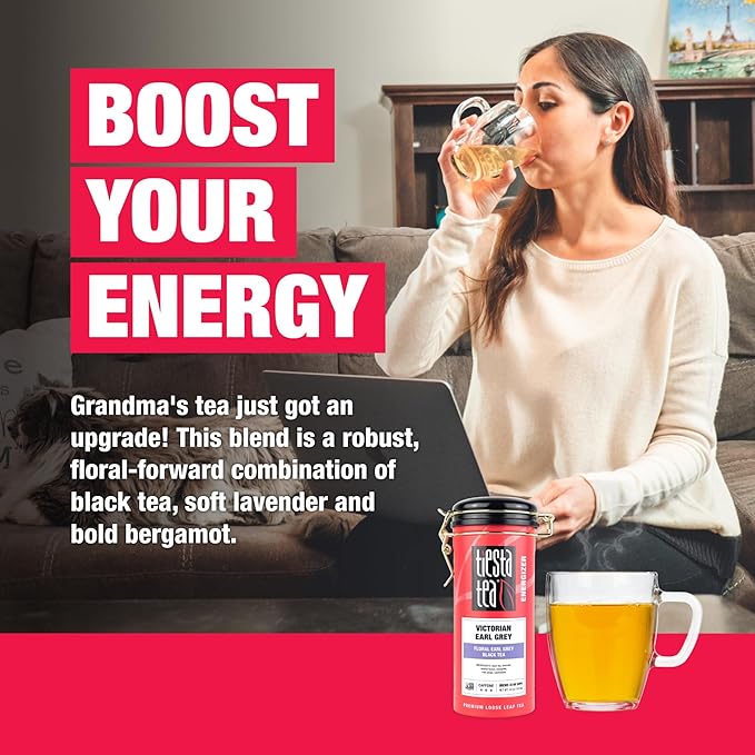 Tiesta Tea - Victorian Earl Grey, Loose Leaf, Floral Earl Grey Black Tea, Premium High Caffeinated Black Drink, Make Hot or Iced, Brews Up to 50 Cups, 4oz Refillable Tin