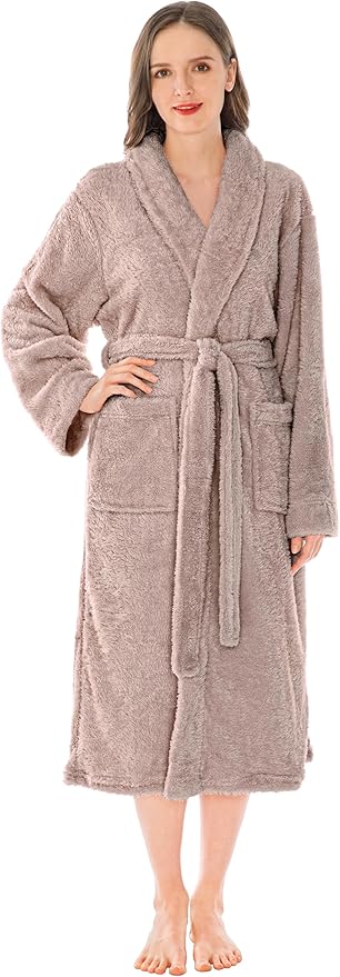 PAVILIA Premium Womens Plush Soft Robe Fluffy, Warm, Fleece Sherpa Shaggy Bathrobe