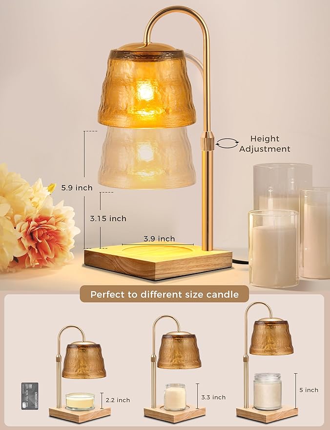 LOHAS Dimmable Candle Warmer Lamp with Timer, Frosted Teal Glass Cover, Versatile Jar Candle and Wax Melter for Bedroom Decor, Gift for New Homeowners