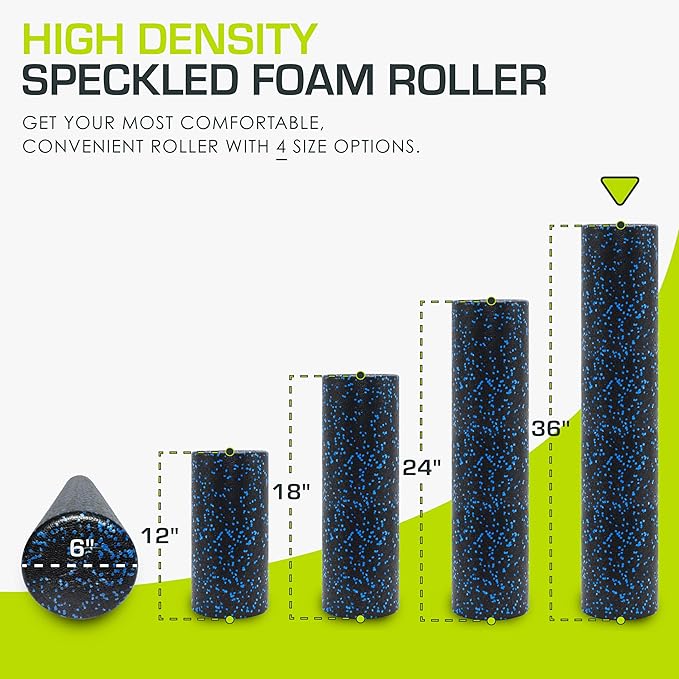 ProsourceFit High Density Foam Rollers 12 - inches Long, Firm Full Body Athletic Massage Tool for Back Stretching, Yoga, Pilates, Post Workout Muscle Recuperation