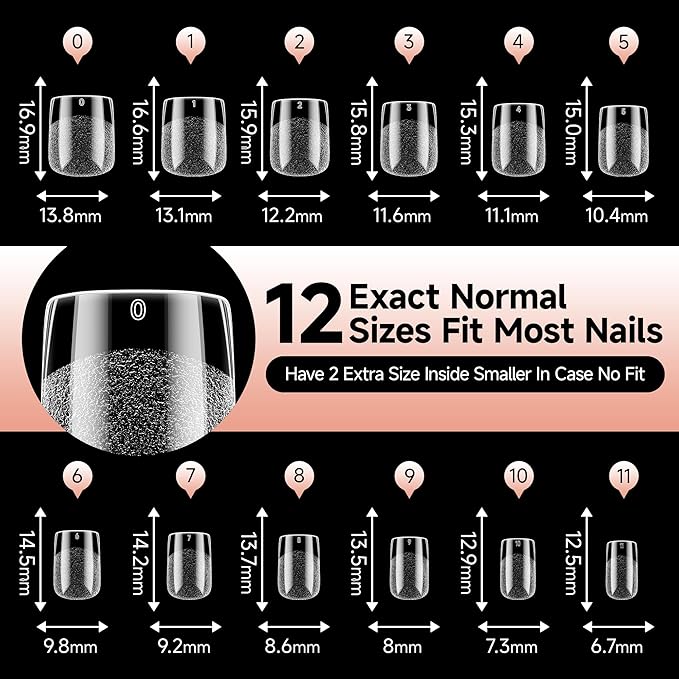 UNA GELLA Nail Tips Square: Pre-etched Matte Extra Short Square Soft Gel Nail Tips Full Cover 120pcs False Fake Nails Tips for Acrylic Nails Clear Gelly Tips Home DIY Salon 12 Sizes for Women