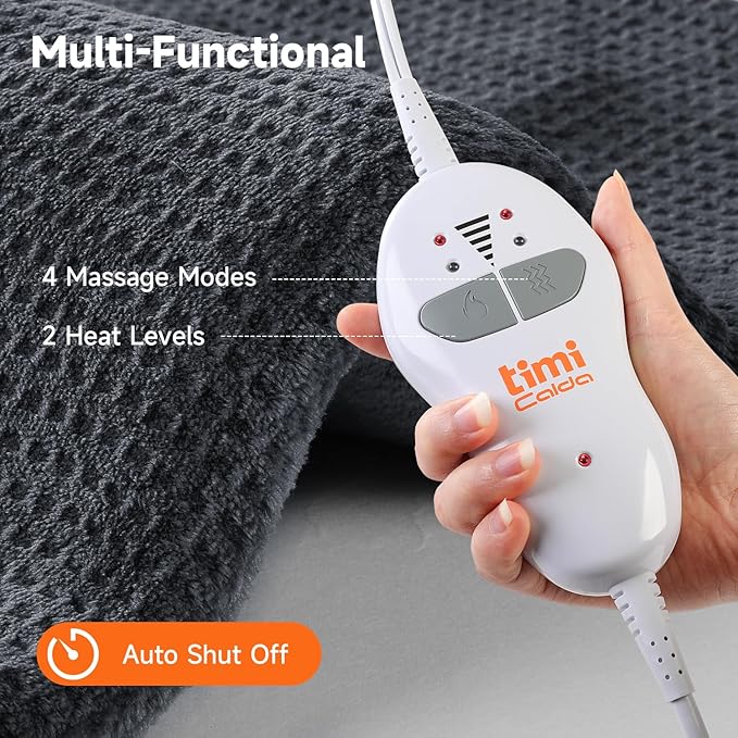 Heating pad for Neck - Wearable Electric Heating Pads for Back, Shoulder and Waist, Large Heat Pad with 4 Massage Modes & 2 Heat Levels for Women, Men, Mom, 24"x35", 2 Motor, Gray