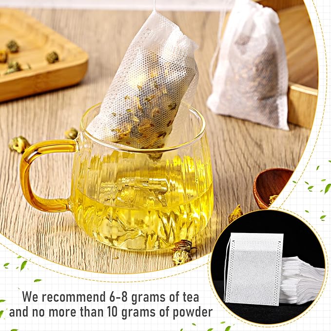 1000 Pcs Disposable Tea Bags Bulk for Loose Leaf Tea Drawstring Empty Coffee Sachets Filter Infuser Strainers for Coffee Spice Herbs(2 x 2.76 inches)