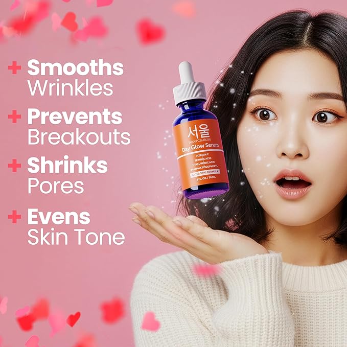 SeoulCeuticals Korean Skin Care 20% Vitamin C Hyaluronic Acid Serum + CE Ferulic Acid - Potent Anti Aging, Anti Wrinkle Korean Beauty Skincare 1oz