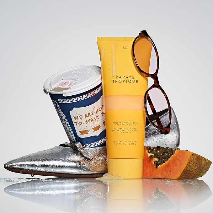 Le Monde Gourmand Papaye Tropique Perfumed Sugar Scrub - 6 fl oz (177 ml) - Fruity, Vibrant, Tropical Notes