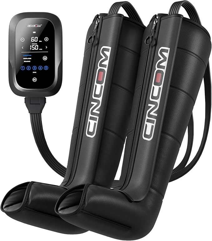 CINCOM Leg Massager Recovery System, Cordless Air Compression Boots for Circulation, Sequential Compression Device for Athletes Legs Feet Massage