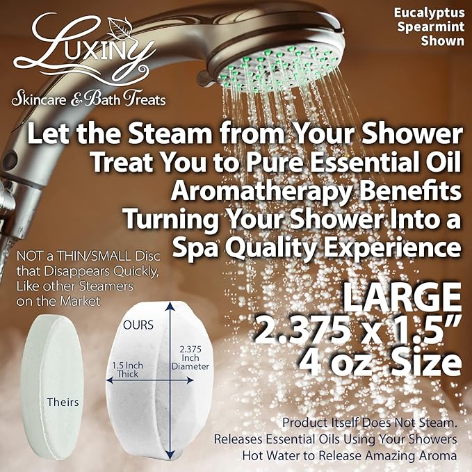 Shower Bombs Aromatherapy in Your Shower, American Made by Luxiny, Shower Steamer Tablets Melt to Release a Fragrant Vapor for Natural Stress Relief – Pack of 4 XL Steamers (Variety Pack)