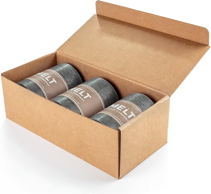 Set of 3 Pillar Candles 3" x 4" Unscented Handpoured Weddings, Home Decoration, Restaurants, Spa, Church Smokeless Cotton Wick - Dark Grey