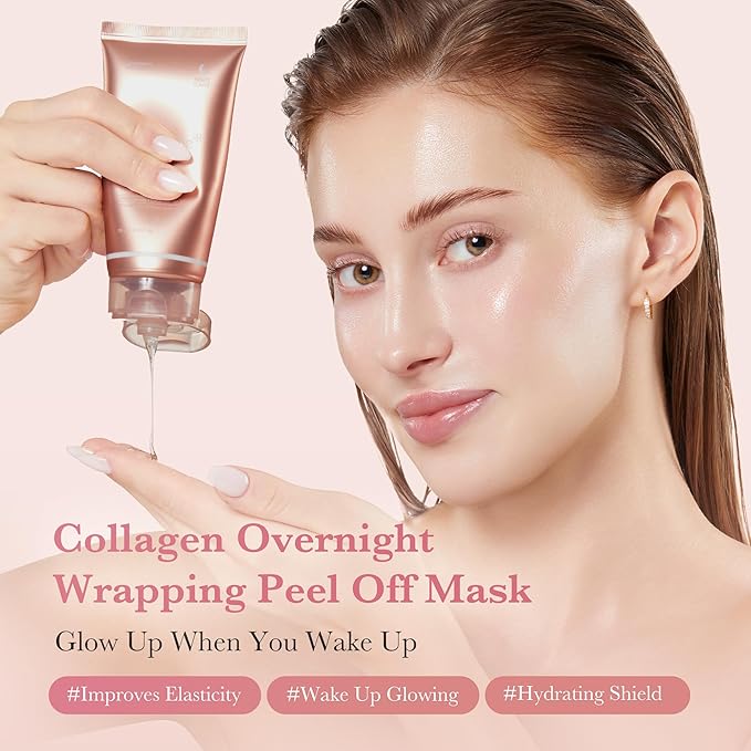 medicube Korean Viral Duo for Glass Glow Skin: Zero Pore Pads 2.0 and Collagen Overnight Wrapping Peel Off Facial Mask Pack and Jelly Brush