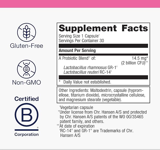 Metagenics UltraFlora Women’s Probiotic – Shelf-Stable Supplement for Vaginal Health, Yeast Balance & Urinary Comfort – with Lactobacillus GR-1 & RC-14 – Non-GMO – 30 Capsules*