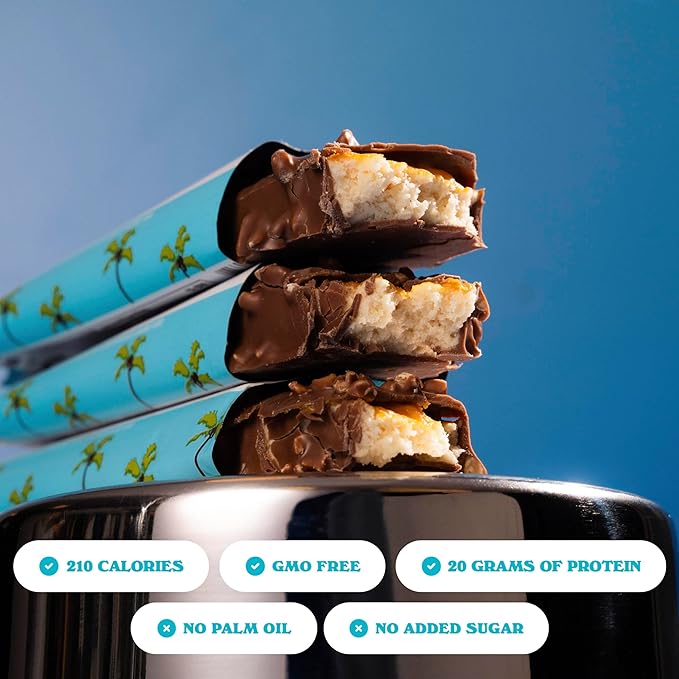 Barebells Protein Bars Coconut Caramel Almond - 12 Count, 20g High Protein Treats - Chocolate Nutrition Bar with 1g Total Sugars - On-The-Go Breakfast or Post-Workout Snack