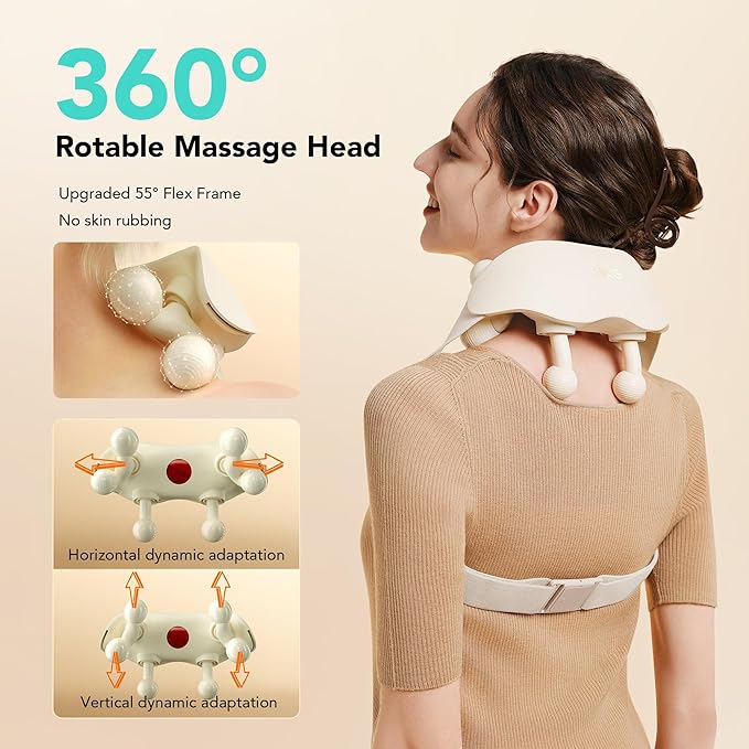 SKG Neck Massager for Pain Relief Deep Tissue Shiatsu Neck and Shoulder Massger with Heat Cordless Neck Massager HS500