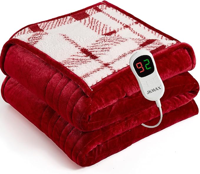 Heated Electric Blanket Full Size - 72"x84" Flannel Heating Blanket with 10 Heating Levels & 5 Time Settings Over-Heat Protection, Winter Warmer for Adults with ETL Certification(Red)