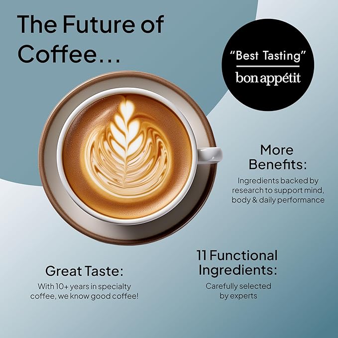 Atlas+ Coffee Superblend– Instant Mushroom Coffee with Lion’s Mane, Reishi, Cordyceps, Ashwagandha, Probiotics, Vitamin D3 & B12– for Energy, Focus, Immunity & Gut Health– 28 Servings (1 Bag)