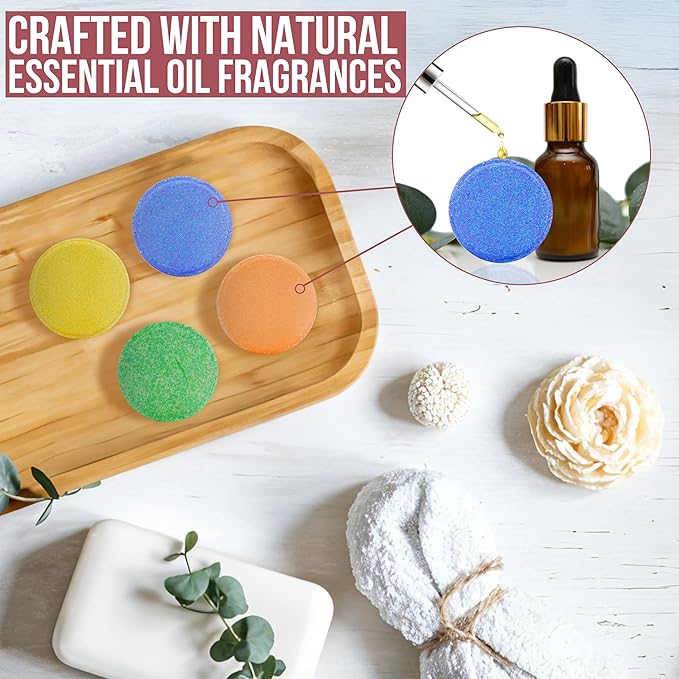 Anovina Shower Steamers Aromatherapy Gift Box Made in USA Self Care Gifts for Women and Men - All Natural Shower Bombs - Shower Tablets Made with Essential Oils