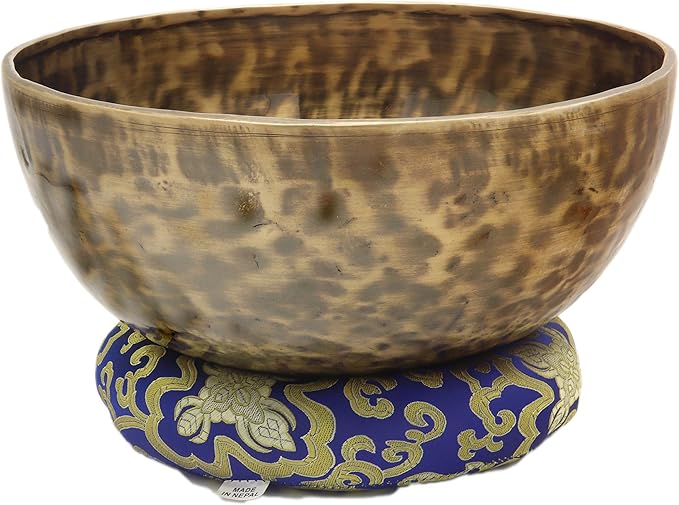 KHÜSI~ 10” Antique Hand-hammered Tibetan Singing bowl ~ Professional master -healing meditation bowls set, Meditation Kit for Chakra Healing and ZEN ~ Hand-made Percussion ~ Gift Set.