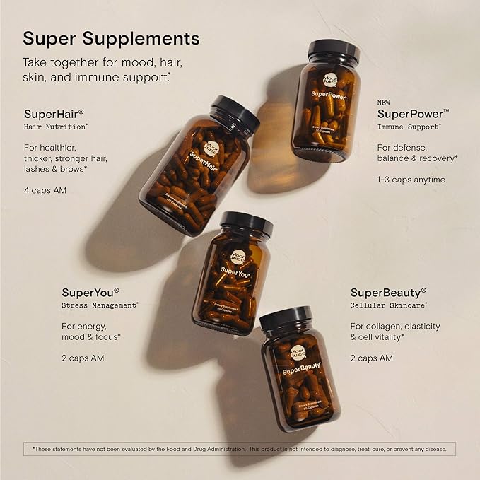 Moon Juice - SuperYou - Bottle (60 Capsules) - Energy, Mood & Focus - Organic Ashwagandha Supplements - Cortisol Reducer - Reusable Glass Bottle - 3rd Party Tested - 100% Traceable - Vegan & Non GMO