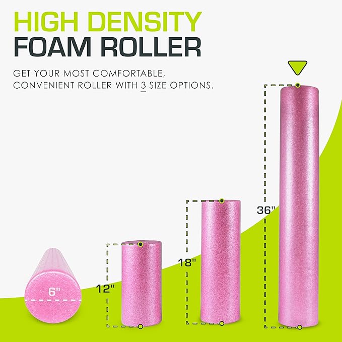 ProsourceFit High Density Foam Rollers 12 - inches Long, Firm Full Body Athletic Massage Tool for Back Stretching, Yoga, Pilates, Post Workout Muscle Recuperation