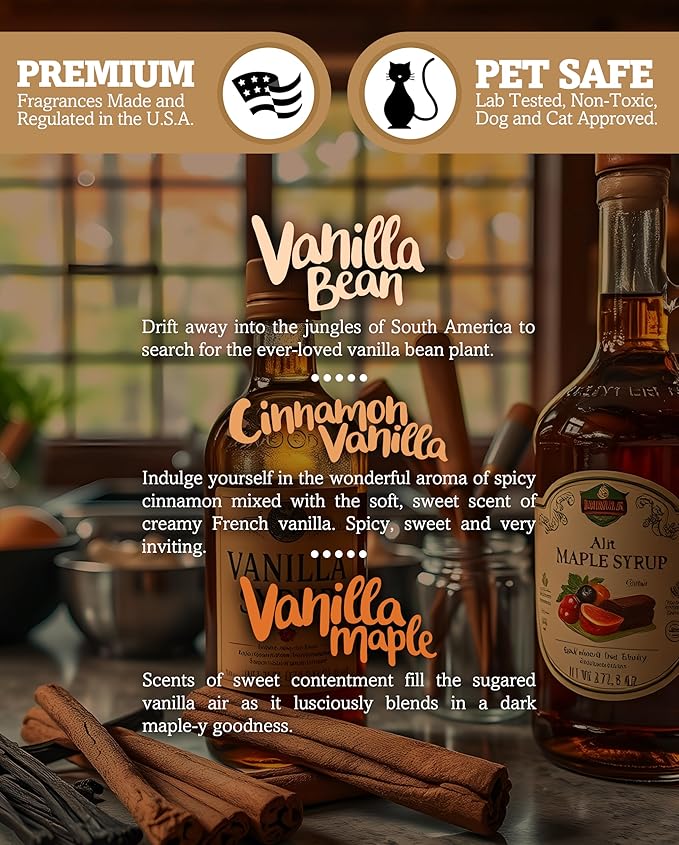 Shortie's Candle Company Vanilla Wax Melts Variety Pack - Vanilla Bean, Vanilla Maple, Cinnamon Vanilla - Formula 117-3 Highly Scented 3 Oz. Bars - Made with Natural Oils - Vanilla Warmer Wax Cubes