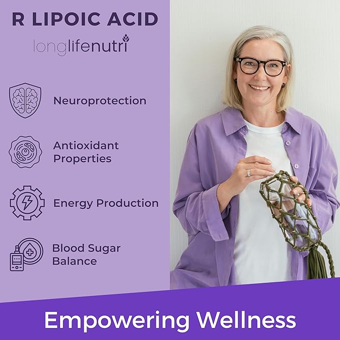 LongLifeNutri Stabilized R-Alpha Lipoic Acid 300mg – High Potency Na-RALA Supplement for Cellular Energy & Metabollic Function, 120 Vegetarian Capsules, 4-Month Supply, GMP Certified, Made in USA