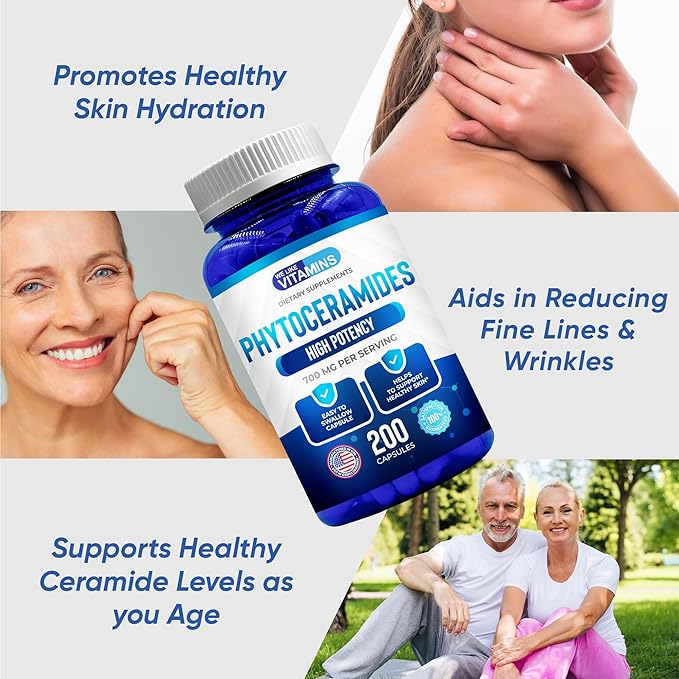We Like Vitamins Phytoceramides 700mg - 200 Capsules All Natural Wheat Free and Plant Based - Phytoceramide Supplement - Skin Supplement for Women - Ceramides for Skin Hydration, Repair, Rejuvenation