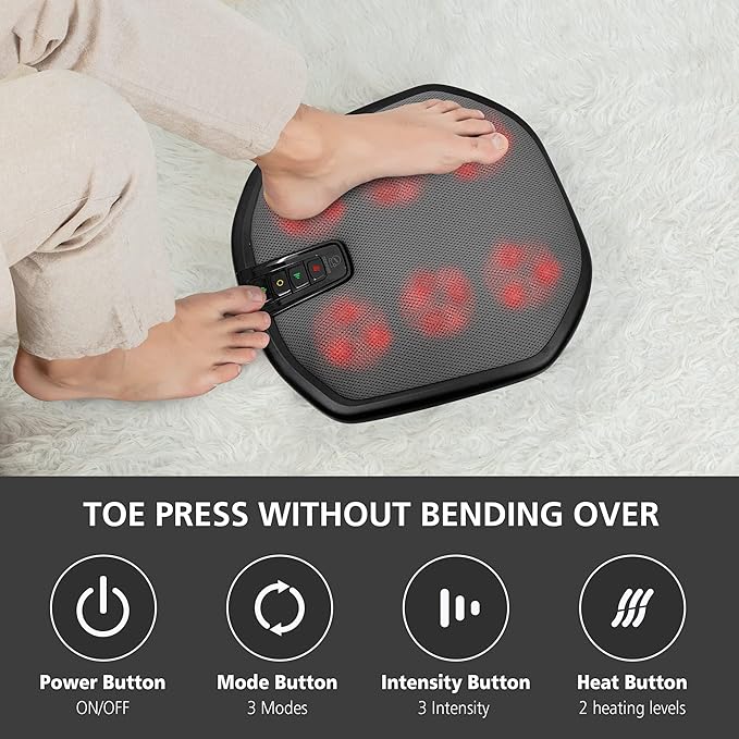 COMFIER Shiatsu Foot Massager for Plantar Fasciitis,Neuropathy, Keading Feet Massager Machine with Heat.Foot & Back Massager with Washable Cover, Feet Warmer for Men,Women