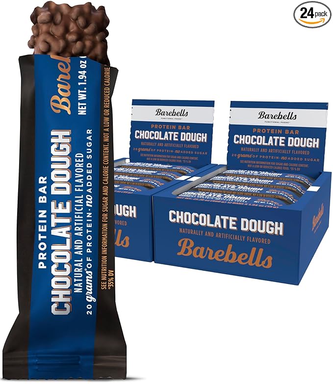 Barebells Protein Bars Brownie Dough - 12 Count, Pack of 2 - Protein Snacks with 20g of High Protein - Low Carb Protein Bar with 1g of Total Sugars - Perfect on The Go Low Carb Snack & Breakfast Bars