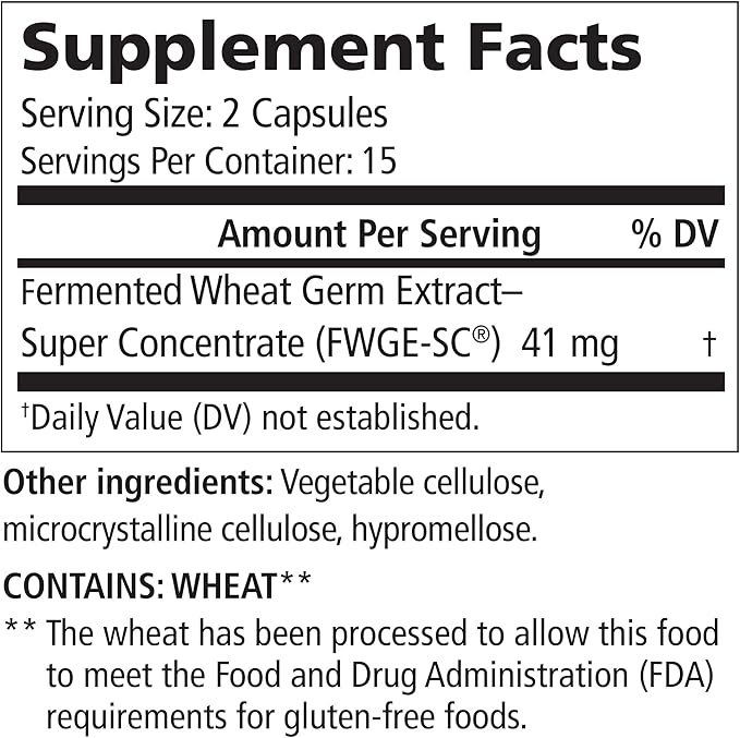 American BioSciences Metatrol Fermented Wheat Germ Extract - Immune & Mitochondria Support for Renewed Vitality & Enhanced Energy - Gluten Free - 30 Vegetarian Capsules, 41mg
