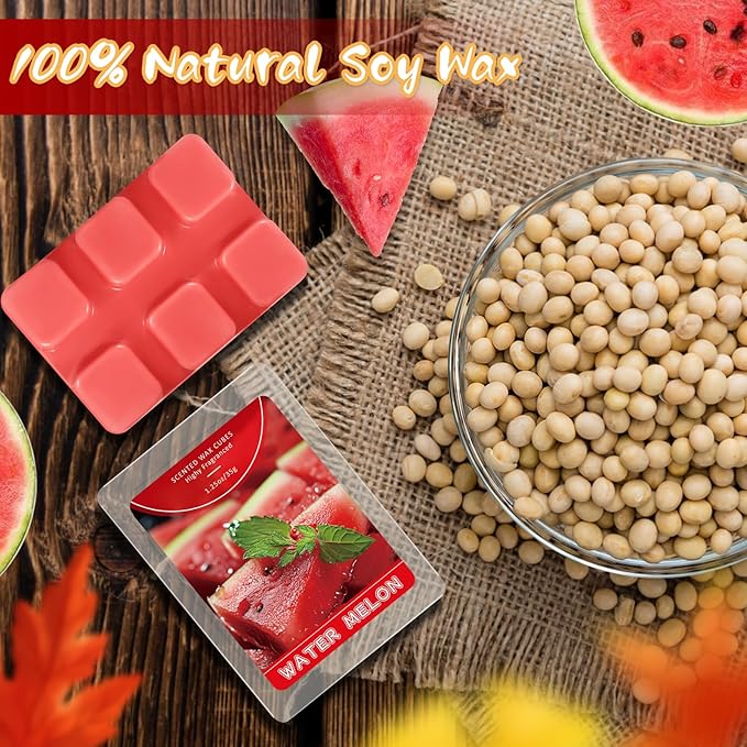 SCENTORINI Wax Melts, Watermelon Scented Wax Melts, Soy Wax Cubes 4 Pack, Long-Lasting, for Wax Warmers, Candle Making, Christmas