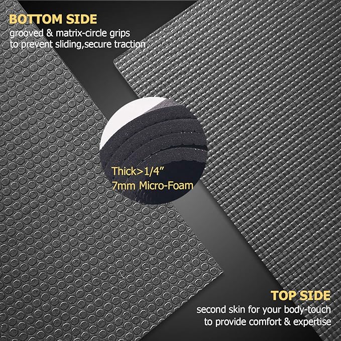 GXMMAT Large Yoga Mat 6'x4'/6'x6'/7'x5'(7mm/9mm), Extra Thick Workout Mats for Home Gym Flooring,Ultra Comfortable Non-Slip Quick Resilient Barefoot Wide Exercise Mat for Pilates,Stretching,Meditation