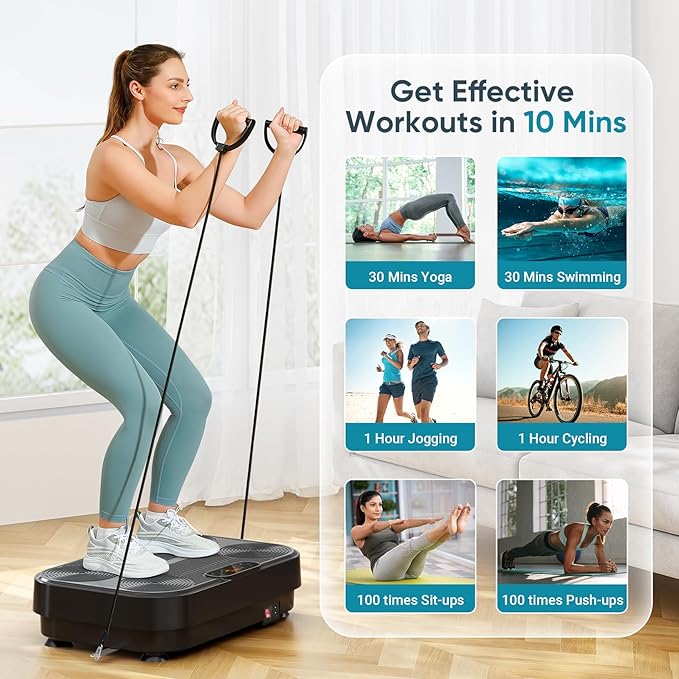 Dripex Vibration Plate Exercise Machine, Power Vibrating Plate for Lymphatic Drainage Weight Loss, Whole Body Workout Vibration Plates Fitness Platform, Fat Burner Shake Plate Equipment for Women Men