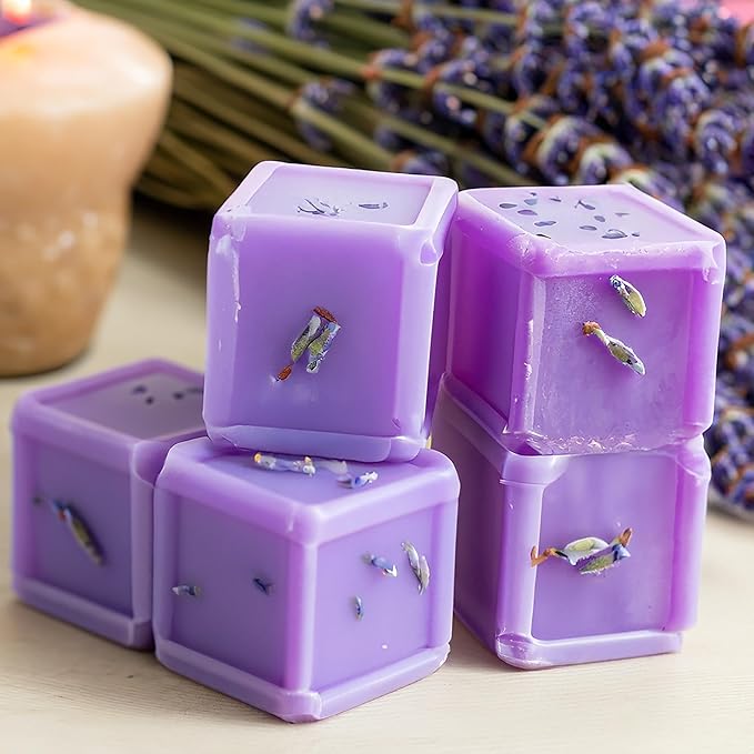 Lavender Vanilla Strongly Scented Hand Poured Vegan Wax Melts, 12 Scented Wax Cubes, 6.4 Ounces in 2 x 6-Packs
