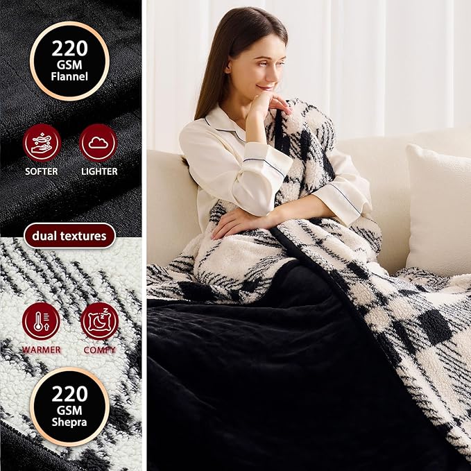 Heated Electric Blanket Twin Size - 62"x84" Flannel Heating Blanket with 10 Heating Levels & 5 Time Settings Over-Heat Protection, Winter Warmer for Adults with ETL Certification(Black)