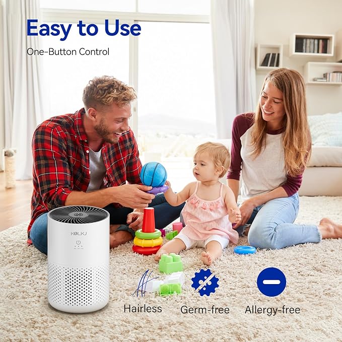 Air Purifiers for Home Bedroom,KQLKJ H13 True HEPA Air Purifier with Fragrance Sponge for Better Sleep, Pollen, Smoke, Dusts, Pets Dander, Odor, Small Air purifier for Office,Dorm Room(White)