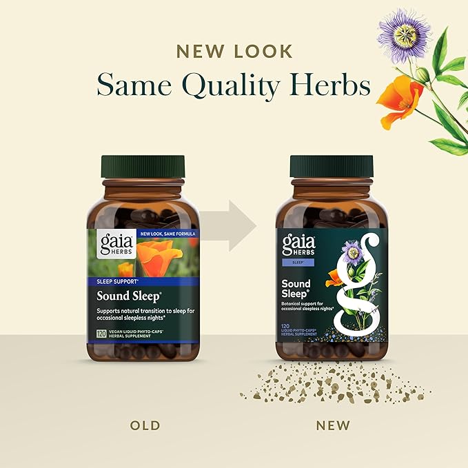 Gaia Herbs Sound Sleep - Natural Sleep Support to Promote Calm & Relaxation - with Valerian Root, Passionflower & More - 120 Vegan Liquid Phyto-Capsules (40-Day Supply)