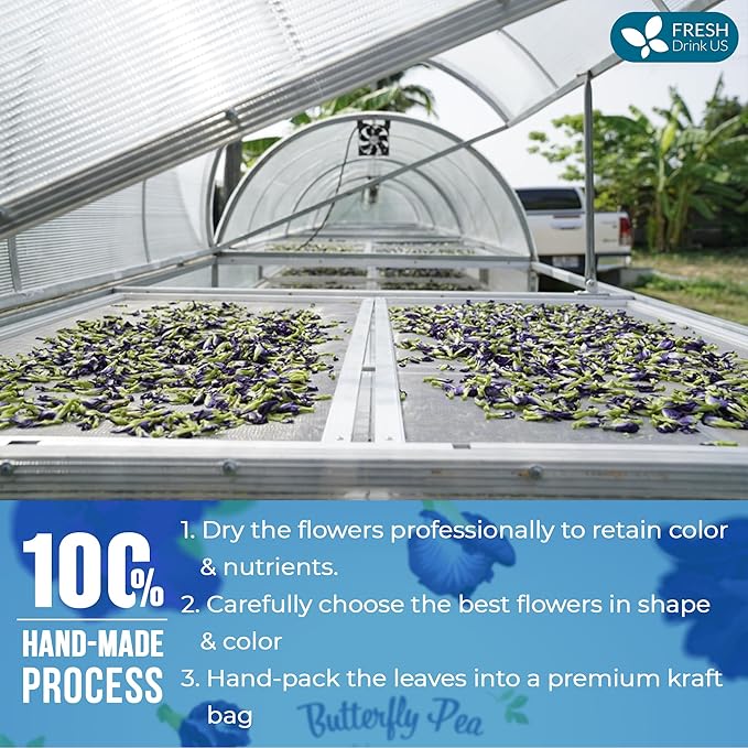 FreshDrinkUS, Premium 16oz Blue Butterfly Pea Flowers Dried β Premium Whole Flower Herbal Tea β Vibrant Blue Natural Color β Caffeine-Free Loose Flower Tea. Vegan