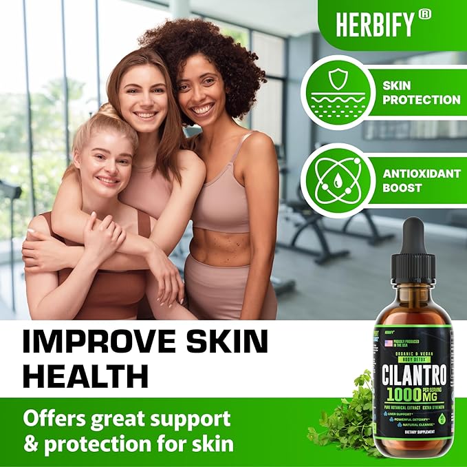 HERBIFY Cilantro Tincture - Herbal Cilantro Supplement for Detox - Rich Source of Antioxidants - Supports Heart and Body Cleanse - Made in USA - Cilantro Extract 4 Fl Oz