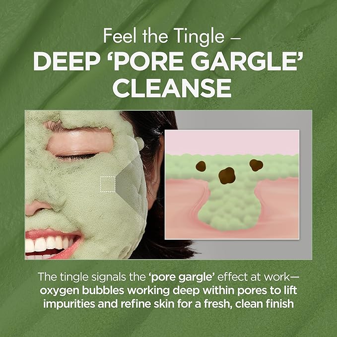 P.CALM Holy Basil Bubble Deep Mask β Holy Basil & Carbonated Water for Cleansing Pores & Blackheads, Korean Clay to Bubble Wash-Off Pack (90g / 3.17 oz)